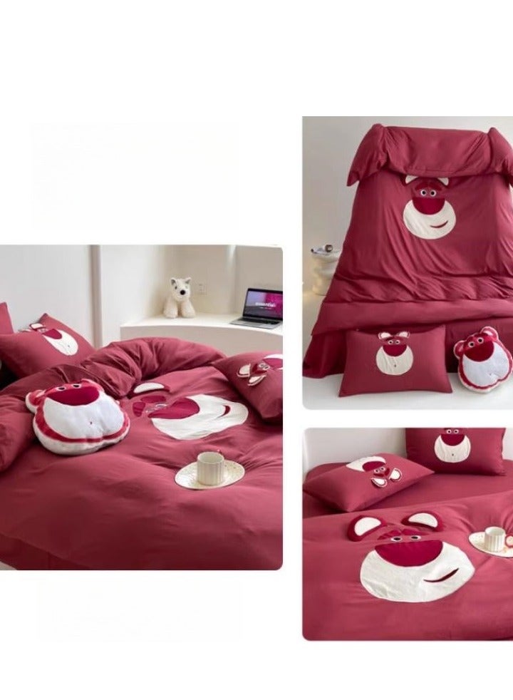 Fitted Sheet Style — High End Cartoon Pattern Washed Cotton Bedding Four Piece Set - Image 5