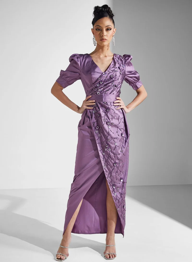 Amri Embellished Satin Dress