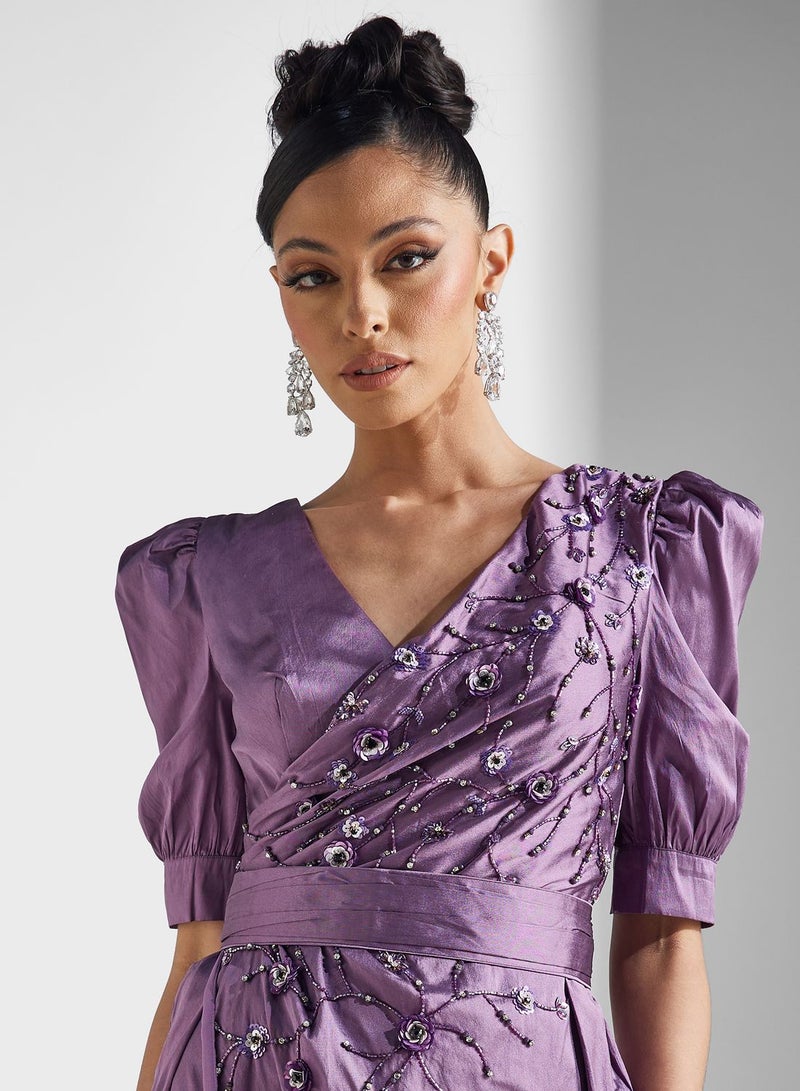Amri Embellished Satin Dress - Image 3