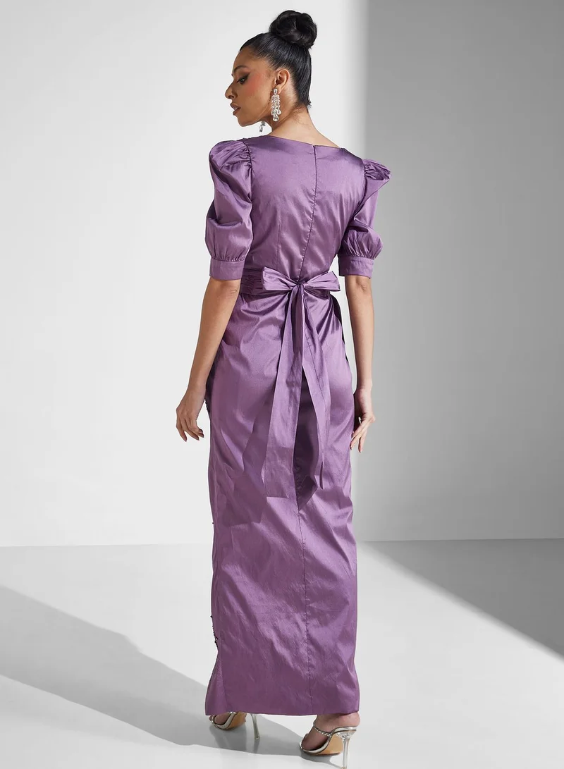 Amri Embellished Satin Dress