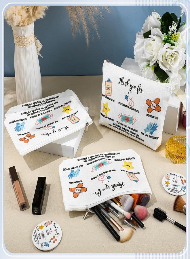 SilTriangle 20 Pcs Christmas Appreciation Gifts Bulk for Women Inspirational Canvas Makeup Bags with Zipper Mini Portable Compact Mirrors Thank You Gifts for Teacher Nurse Team Employee (Nurse) - Image 5