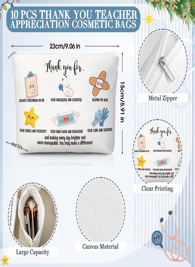 SilTriangle 20 Pcs Christmas Appreciation Gifts Bulk for Women Inspirational Canvas Makeup Bags with Zipper Mini Portable Compact Mirrors Thank You Gifts for Teacher Nurse Team Employee (Nurse) - Image 3