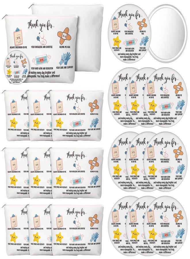 SilTriangle 20 Pcs Christmas Appreciation Gifts Bulk for Women Inspirational Canvas Makeup Bags with Zipper Mini Portable Compact Mirrors Thank You Gifts for Teacher Nurse Team Employee (Nurse) - Image 1