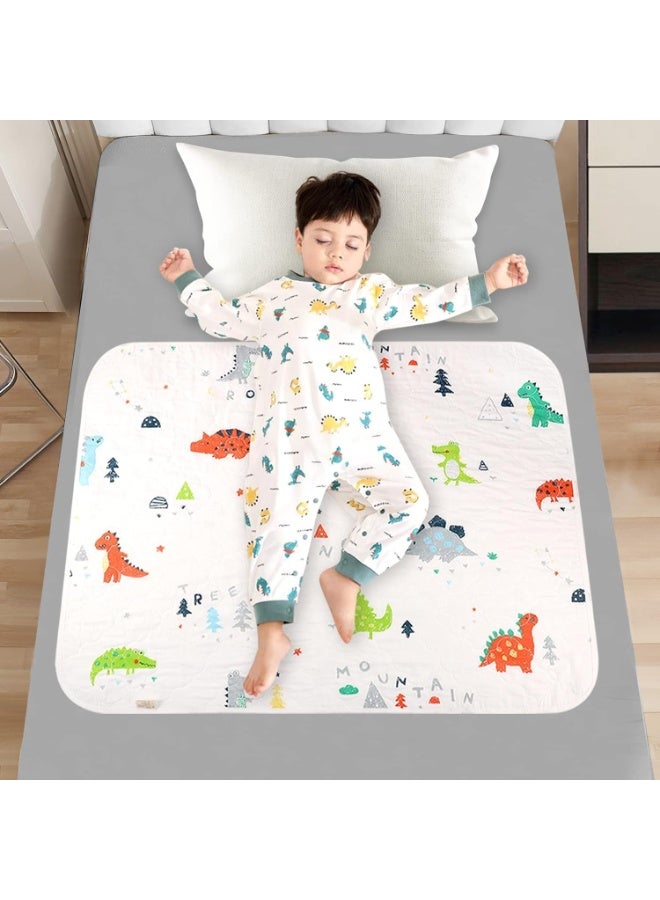 Relex Potty Training Bed Pad Bed Protector for Kids Bed Wetting Mattress Protector Waterproof Protection Toddler Bed Wetting Mats Fits Single Size Bed Dinosaur for Boys and Girls 70X90CM - Image 1