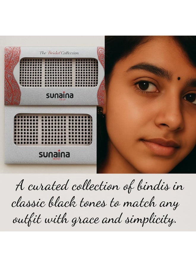 SUNAINA Cotton Bridal Collection Black Self-Adhesive Bindis for Women and Girls, Size-8, 2mm Round Bindi Pack with Strong Adhesive and Comfortable Fit - Image 4