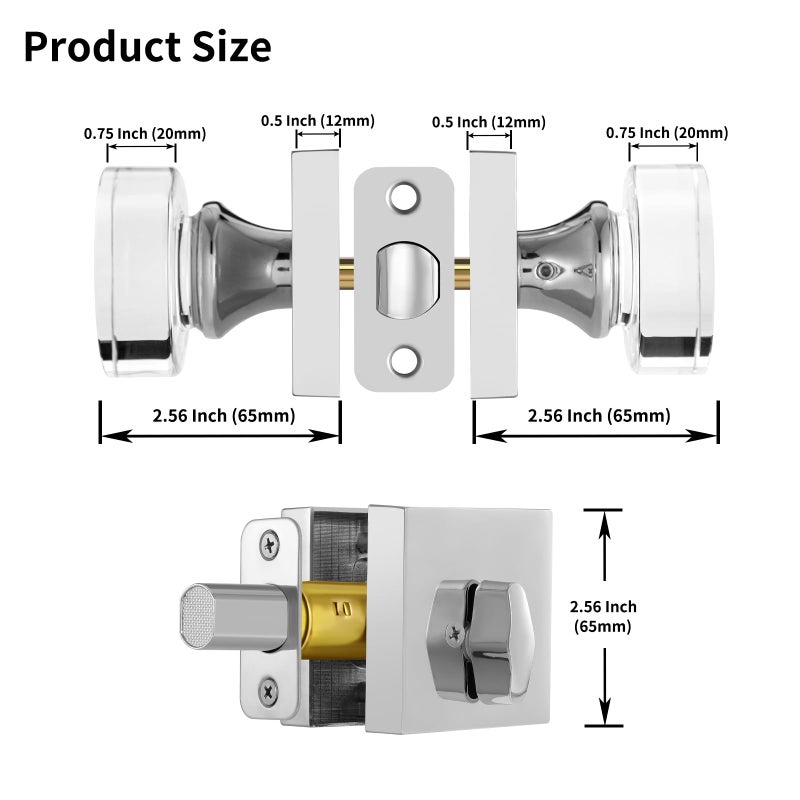 Newliplace Glass Door Knob With Single Cylinder Deadbolt Lockset, Exterior Crystal Door Knob With Deadbolt, Polished Chrome Front Door Lock Set, Crystal Front Door Handle And Deadbolt Set - Image 3