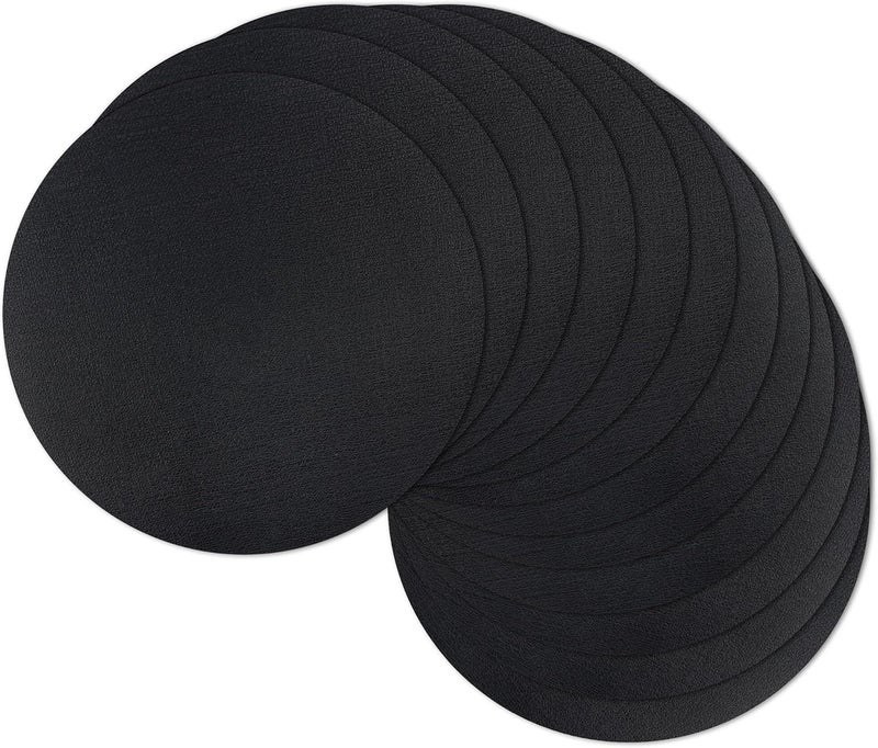 NCUE 13" Round Placemats Set of 12, Reversible Faux Leather Heat Resistant Table Mats, 100% Waterproof Oilproof Wipeable Table Protective Placemats for Vinyl, Washable for Indoor (12, Black) - Image 1