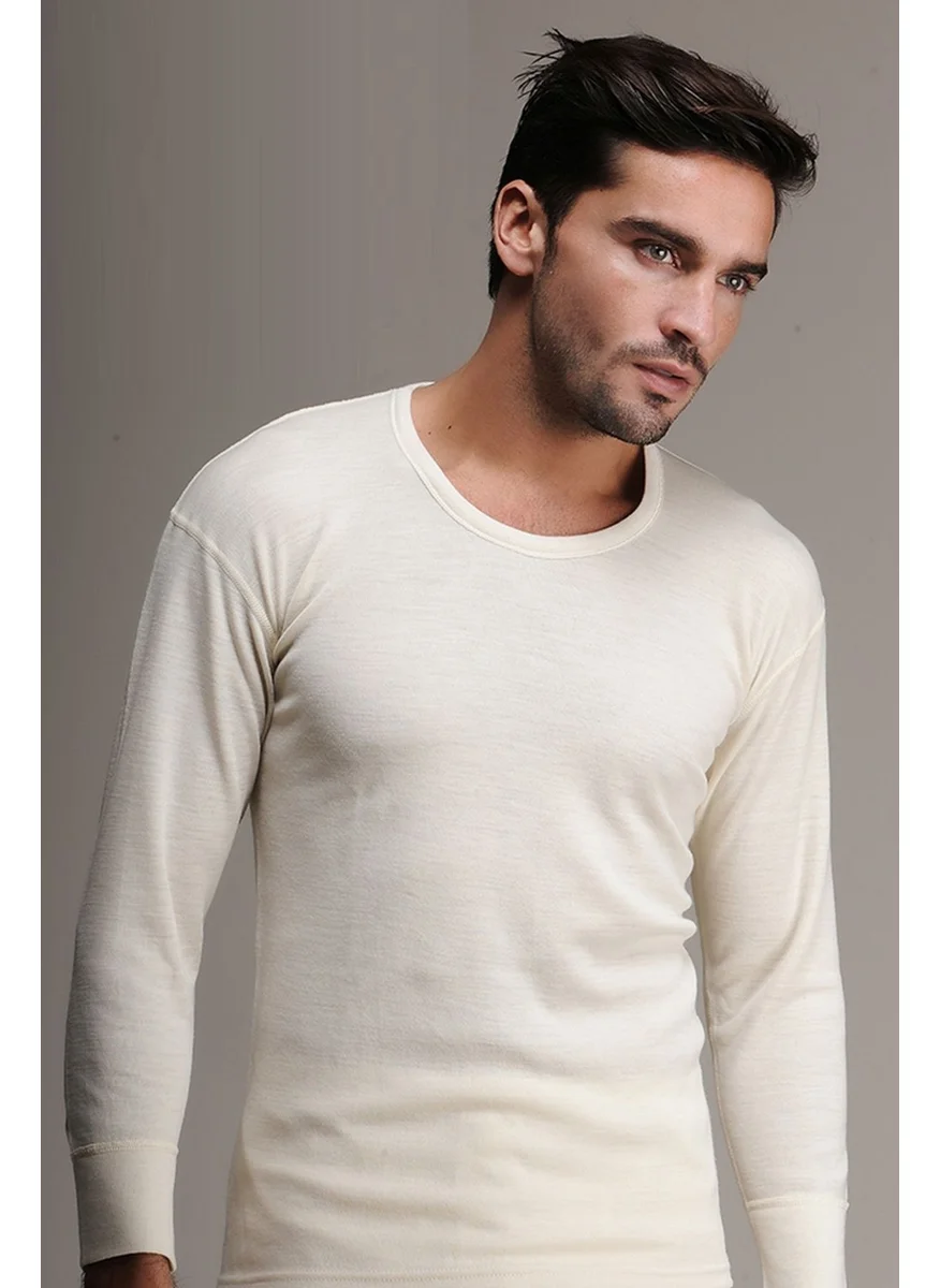 Hasyün Underwear 102 Cream Men's Long Sleeve Wool Undershirt Thermal Undershirt