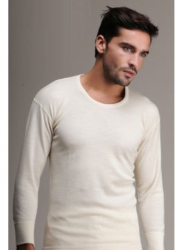 Hasyün Underwear 102 Cream Men's Long Sleeve Wool Undershirt Thermal Undershirt 