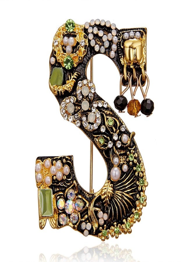 RINHOO Pearl Initial Brooch Pin Crystal A-Z 26 Alphabet Letters Brooch Colorful Enamel Breastpin Pin Jewelry for Women Girl Gifts - Image 1