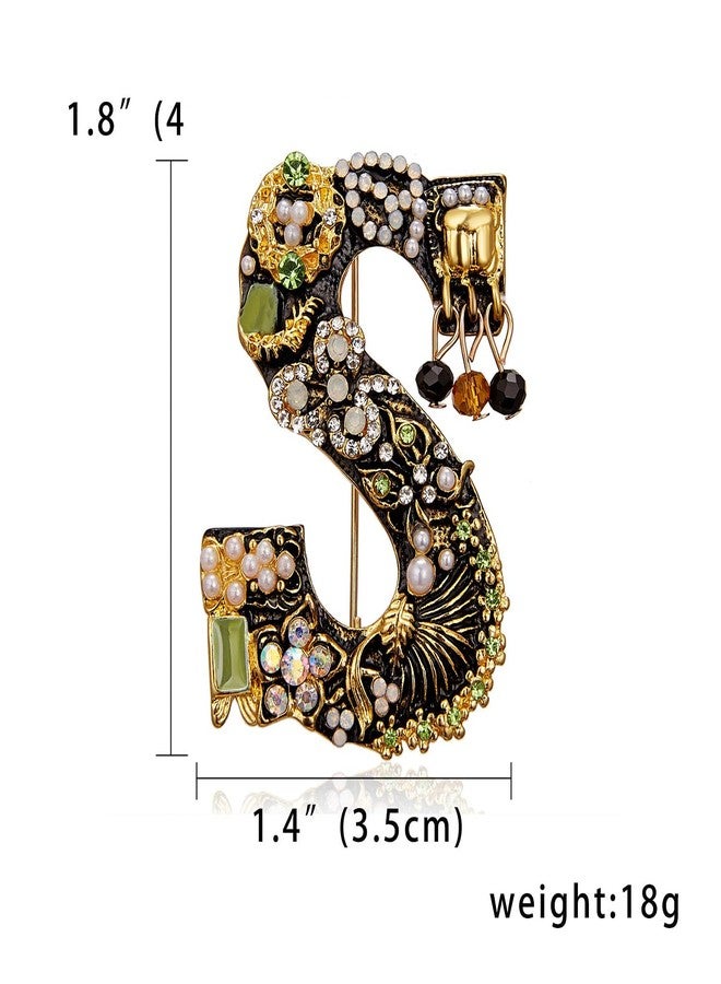 RINHOO Pearl Initial Brooch Pin Crystal A-Z 26 Alphabet Letters Brooch Colorful Enamel Breastpin Pin Jewelry for Women Girl Gifts - Image 3