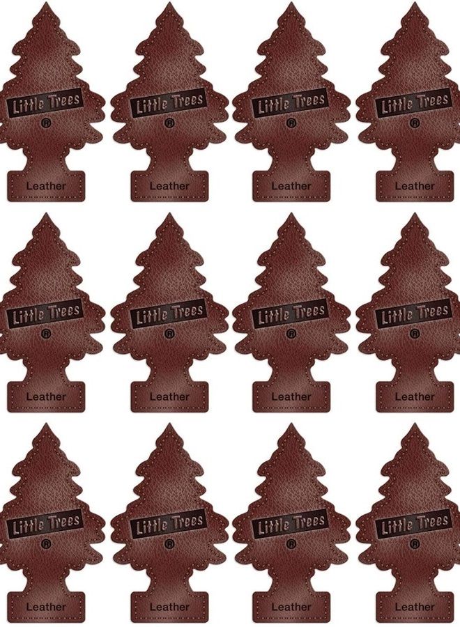 Little Trees معطر هواء السيارة | شجرة ورقية معلقة للمنزل أو السيارة | رائحة جلد | 12 عبوة - Image 1