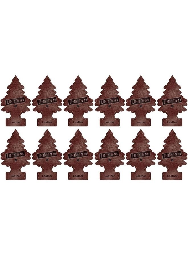 Little Trees معطر هواء السيارة | شجرة ورقية معلقة للمنزل أو السيارة | رائحة جلد | 12 عبوة - Image 4