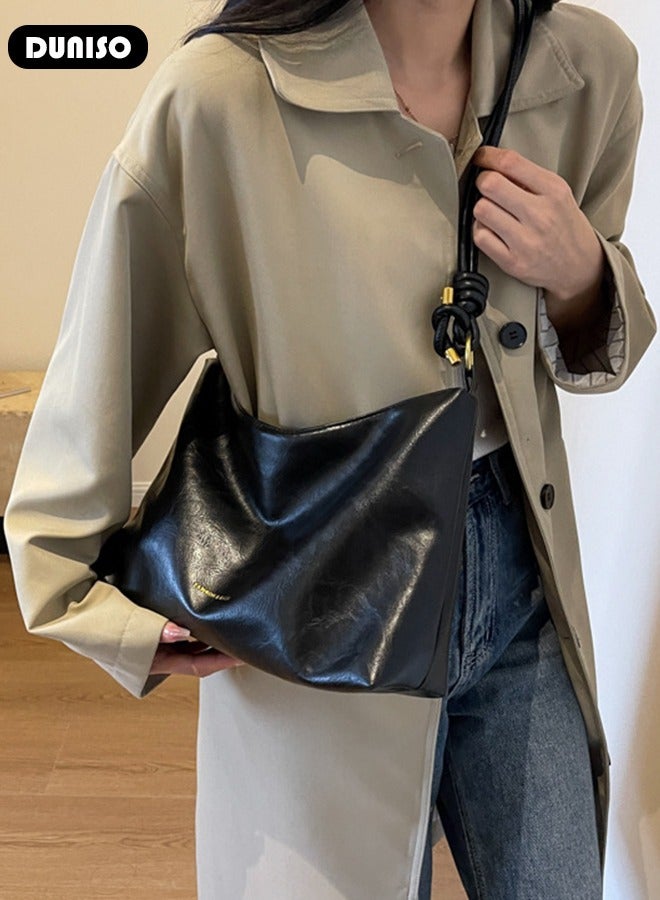 DUNISO Women's Shoulder Tote Bag Faux Leather Handbag for Women Large Capacity Messenger Bag, Fashionable Travel Shoulder Bag for Ladies Girls College Students - Image 2