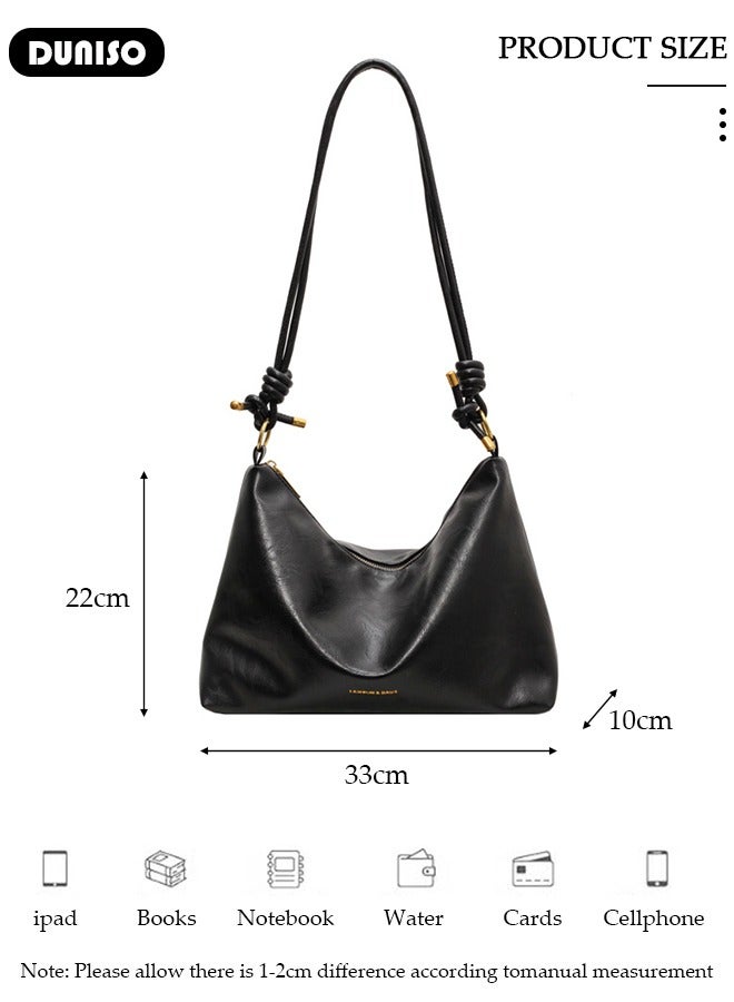 DUNISO Women's Shoulder Tote Bag Faux Leather Handbag for Women Large Capacity Messenger Bag, Fashionable Travel Shoulder Bag for Ladies Girls College Students - Image 3