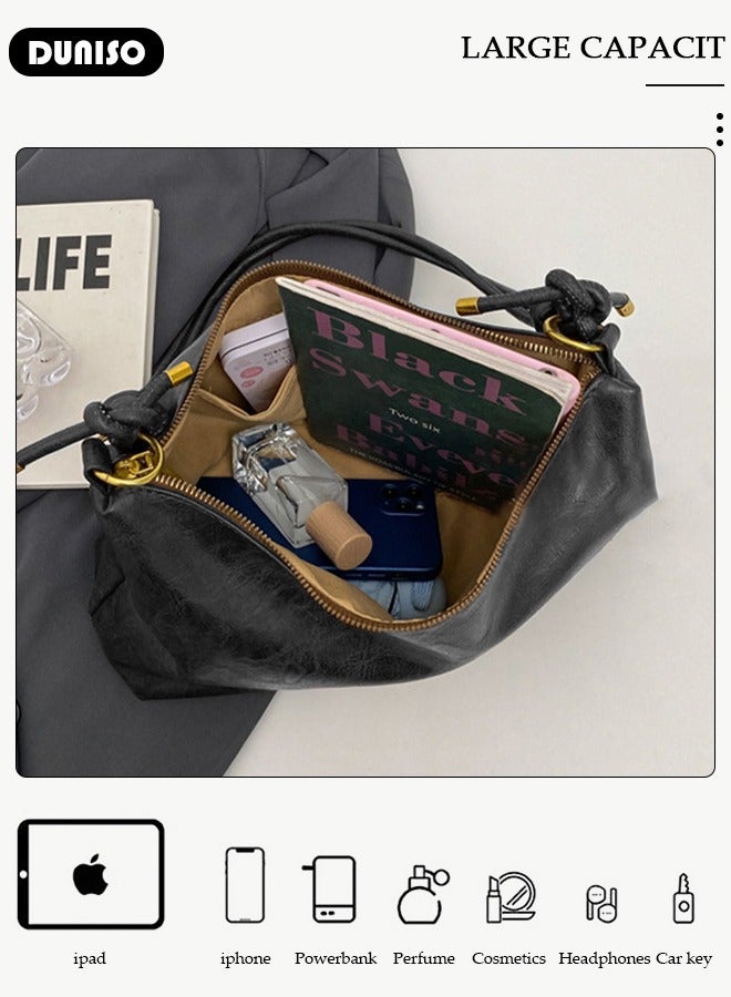 DUNISO Women's Shoulder Tote Bag Faux Leather Handbag for Women Large Capacity Messenger Bag, Fashionable Travel Shoulder Bag for Ladies Girls College Students - Image 4