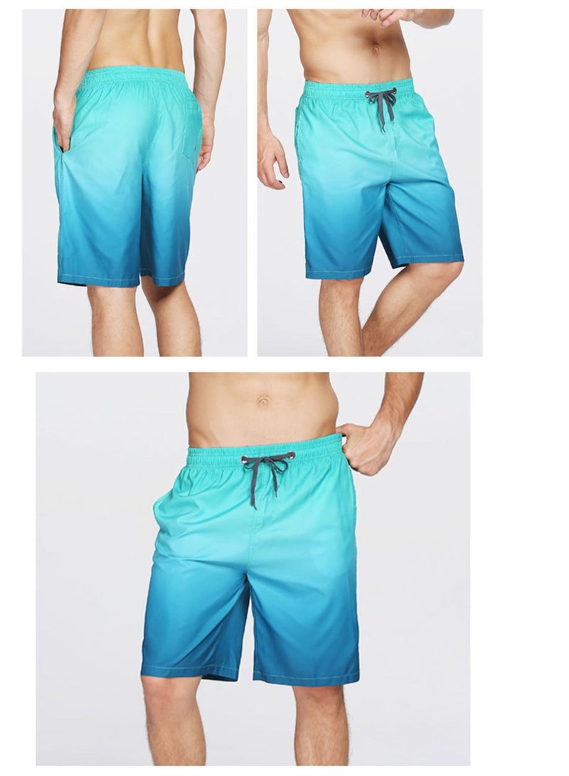 Loquat Beach Pants Men's Gradient Hot Spring Shorts Summer Quick Drying Swimming Pants Blue 