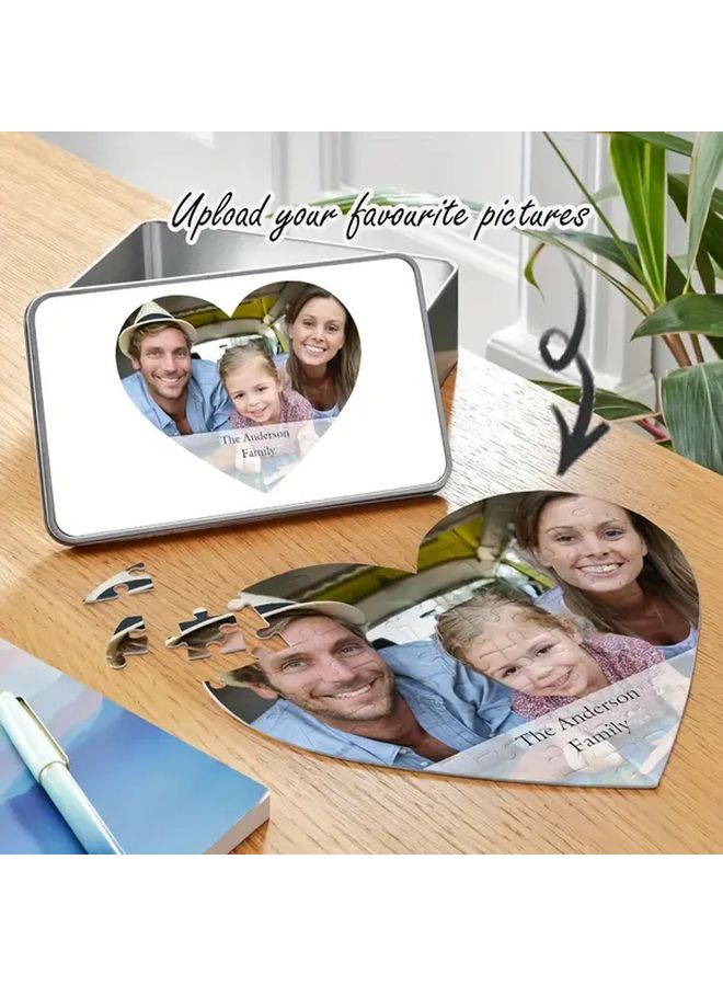 Personalized Custom Couple Puzzle Heart Shaped Frameless Photo Keepsake for Anniversary Valentine Day Birthday Christmas Wedding Gift 1pc - Image 1