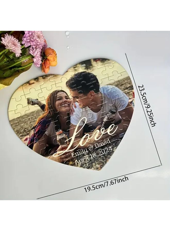 Personalized Custom Couple Puzzle Heart Shaped Frameless Photo Keepsake for Anniversary Valentine Day Birthday Christmas Wedding Gift 1pc - Image 3