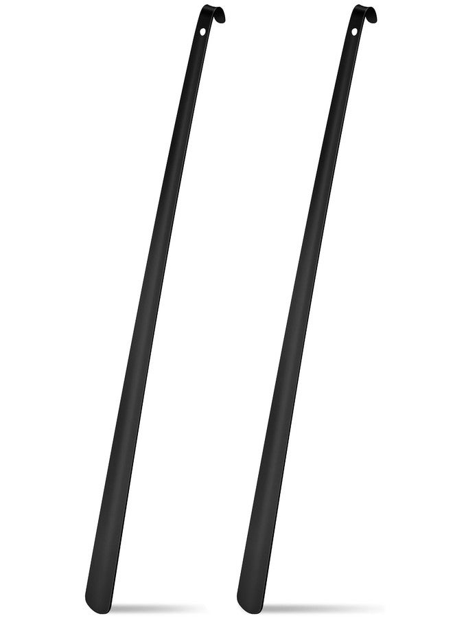 Geelin 2 Pcs 31.5'' Extra Long Handled Shoe Horn Metal Shoehorn for Men Women Multifunctional Stainless Dressing Stick for Elderly Disabled Limited Mobility, Standing Reach Assist for Senior (Black) - Image 1