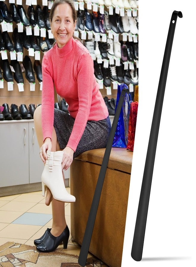 Geelin 2 Pcs 31.5'' Extra Long Handled Shoe Horn Metal Shoehorn for Men Women Multifunctional Stainless Dressing Stick for Elderly Disabled Limited Mobility, Standing Reach Assist for Senior (Black) - Image 5