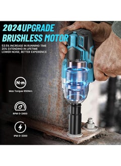 Cordless Brushless Wrench, Impact Wrench 1/2 inch Max Torque 650Nm, 3200RPM w/ 2x 4.0 Battery, 6 Sockets, 8 Drill, 6 Screws, High Torque Power Impact Wrench for Car Home - pzsku/Z10FA7ED1792D1D4A6304Z/45/_/1732178664/486eb165-b3f4-4eb8-b8ad-582f37c6dfa2