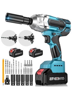 Cordless Brushless Wrench, Impact Wrench 1/2 inch Max Torque 650Nm, 3200RPM w/ 2x 4.0 Battery, 6 Sockets, 8 Drill, 6 Screws, High Torque Power Impact Wrench for Car Home - pzsku/Z10FA7ED1792D1D4A6304Z/45/_/1740188955/3a68cb4b-8ff2-410c-889a-18118686cae7