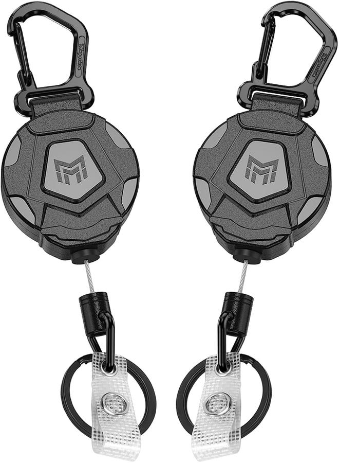 Bluejw MNGARISTA 2-Pack Retractable Keychain, Heavy Duty Carabiner Badge Holder, Tactical ID Badge Reel with 31.5” Steel Retractable Cord, 8.0 oz - Image 1
