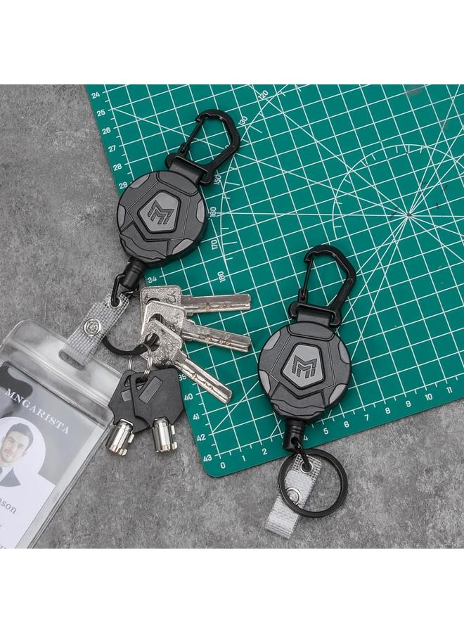 Bluejw MNGARISTA 2-Pack Retractable Keychain, Heavy Duty Carabiner Badge Holder, Tactical ID Badge Reel with 31.5” Steel Retractable Cord, 8.0 oz - Image 2