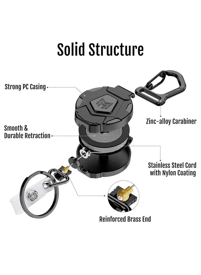 Bluejw MNGARISTA 2-Pack Retractable Keychain, Heavy Duty Carabiner Badge Holder, Tactical ID Badge Reel with 31.5” Steel Retractable Cord, 8.0 oz - Image 4