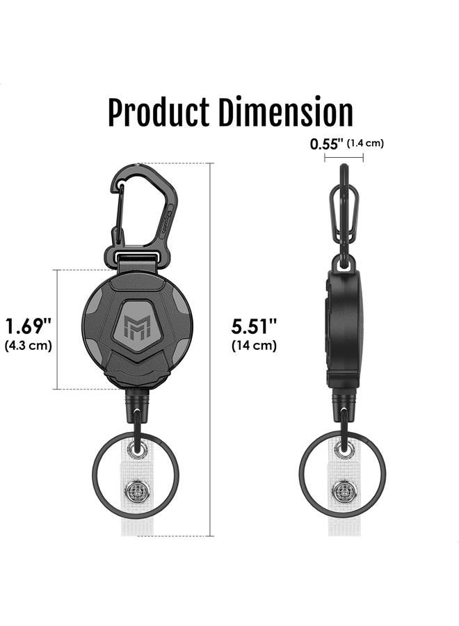 Bluejw MNGARISTA 2-Pack Retractable Keychain, Heavy Duty Carabiner Badge Holder, Tactical ID Badge Reel with 31.5” Steel Retractable Cord, 8.0 oz - Image 5