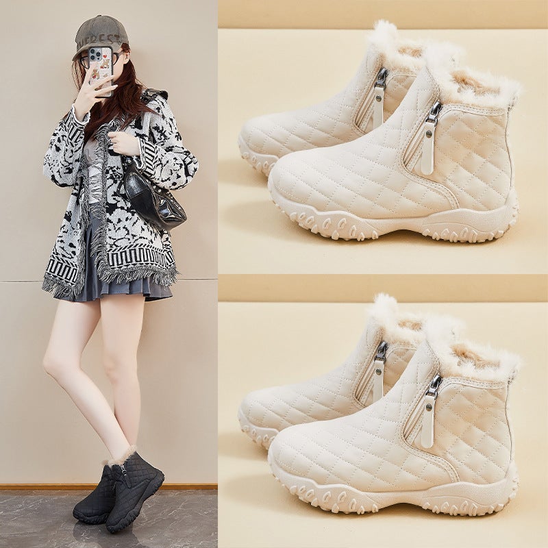 Velvet High-Top Snow Boots For Women 2025 Winter New Student Ins Korean Style Warm Casual Shoes Cotton Shoes Xq-K16 - Image 3