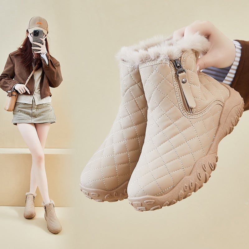 Velvet High-Top Snow Boots For Women 2025 Winter New Student Ins Korean Style Warm Casual Shoes Cotton Shoes Xq-K16 - Image 2
