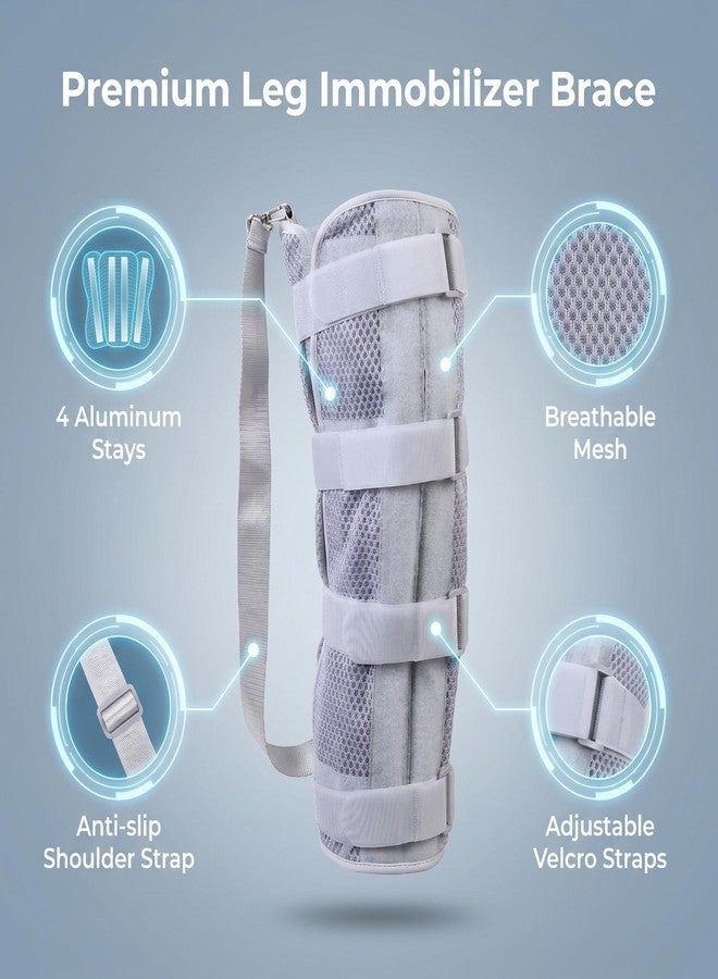 lefeke Knee Immobilizer Brace for Men & Women - Adjustable Knee Stabilizer for Post Surgery Recovery, Knee Fractures Spint with Shoulder Strap, ACL, MCL, Meniscus Tear, Arthritis, Fractures, Instability(Grey-L) - Image 3
