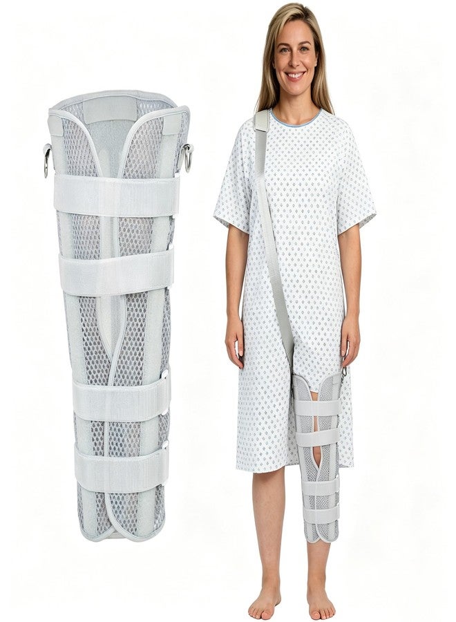 lefeke Knee Immobilizer Brace for Men & Women - Adjustable Knee Stabilizer for Post Surgery Recovery, Knee Fractures Spint with Shoulder Strap, ACL, MCL, Meniscus Tear, Arthritis, Fractures, Instability(Grey-L) - Image 1