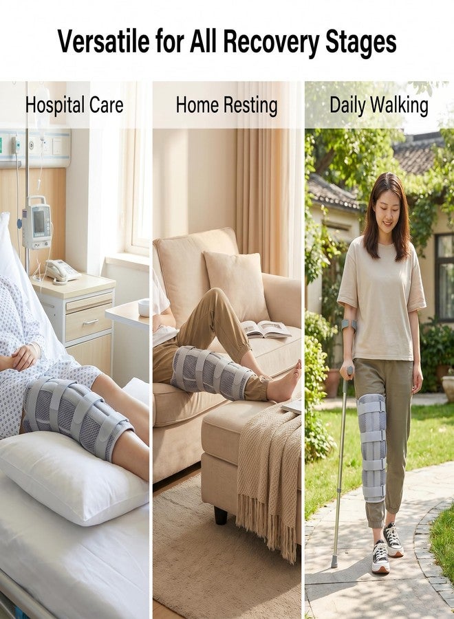 lefeke Knee Immobilizer Brace for Men & Women - Adjustable Knee Stabilizer for Post Surgery Recovery, Knee Fractures Spint with Shoulder Strap, ACL, MCL, Meniscus Tear, Arthritis, Fractures, Instability(Grey-L) - Image 5
