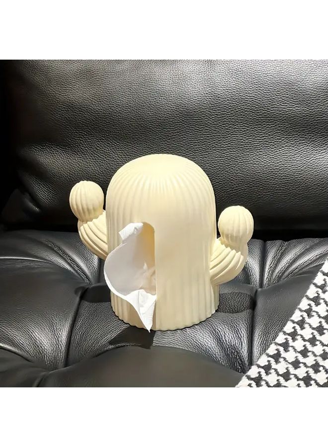 صندوق مناديل على شكل صبار، حامل راتنج مستطيل عصري لتزيين الحمام وغرفة المعيشة - Image 4