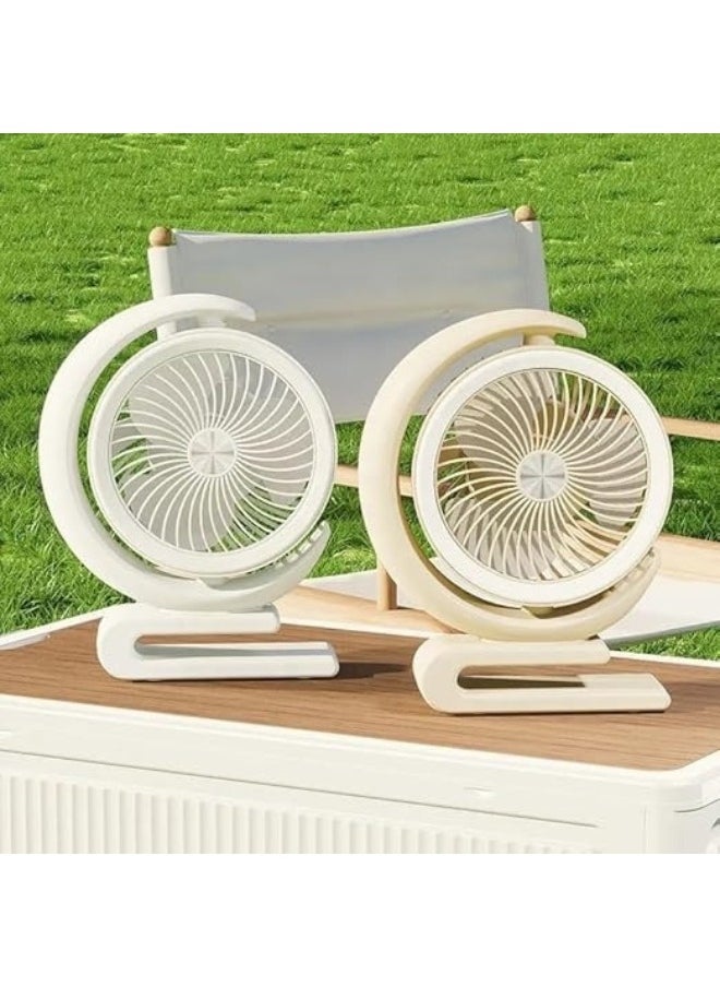 Generic - Rechargeable Fan with LED Light 360 Degree Rotatable Desk Fan - Multi Color - Image 1