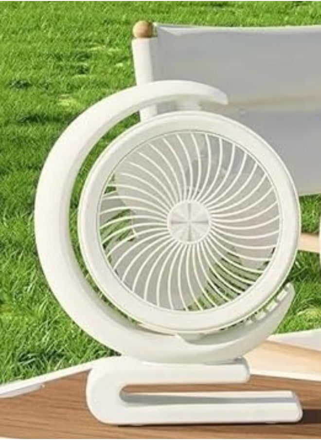 Generic - Rechargeable Fan with LED Light 360 Degree Rotatable Desk Fan - Multi Color - Image 1