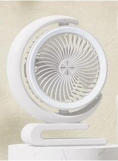 Rechargeable Fan with LED Light 360 Degree Rotatable Desk Fan - Multi Color
