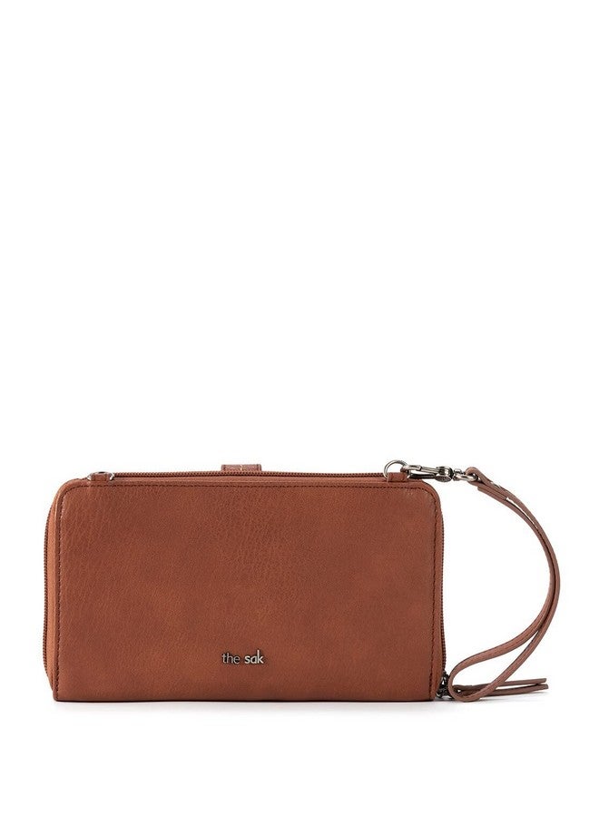 The Sak Iris Large Smartphone Crossbody Bag In Crochet And Faux Leather Convertible Wristlet Purse Design Bamboo Static - Image 4