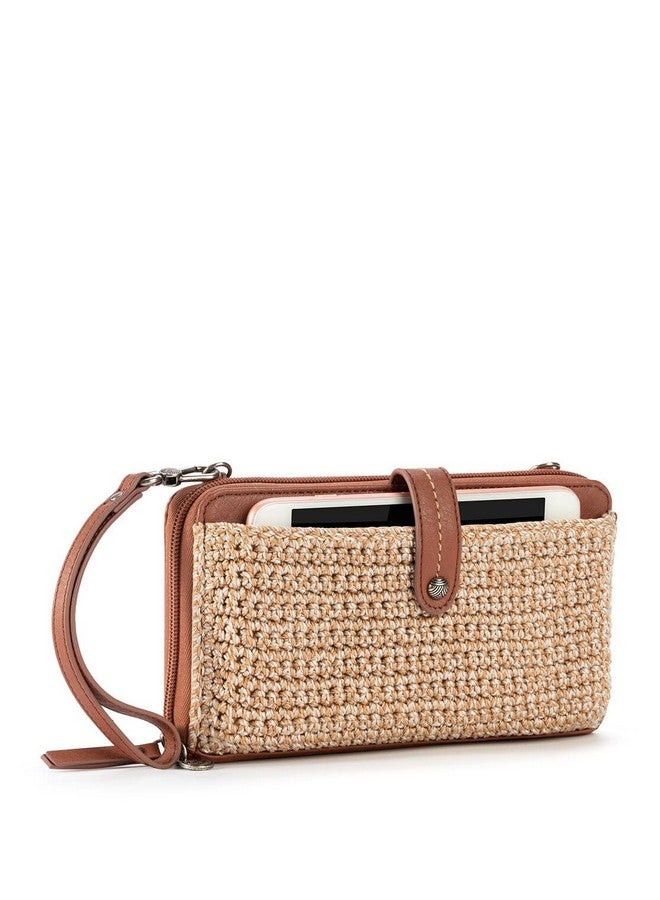 The Sak Iris Large Smartphone Crossbody Bag In Crochet And Faux Leather Convertible Wristlet Purse Design Bamboo Static - Image 2