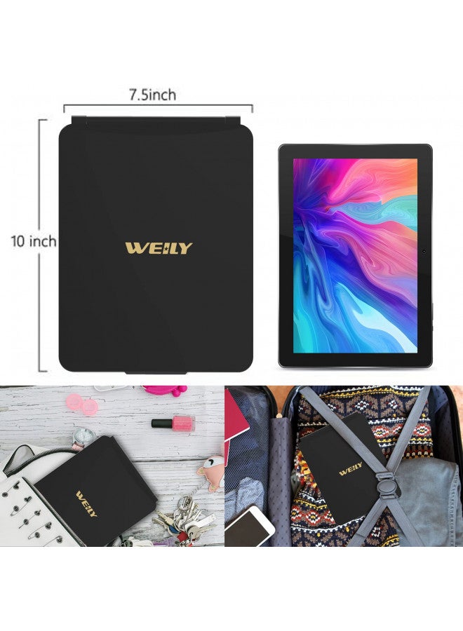 WEILY WEILY Portable Travel Mirror Makeup Mirror with 72 LED Lights, Touch Screen Three Colors Dimmable,Ultra Thin, 2000 mAh USB Rechargeable Foldable Cosmetic MirrorBlack - Image 2