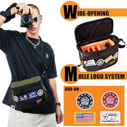 RE ROUGH ENOUGH Rough Enough Small DSLR Camera Bag Crossbody for Photographer Travel Essentials Adventure Outdoor Storage with Insert Pouch System - Image 4