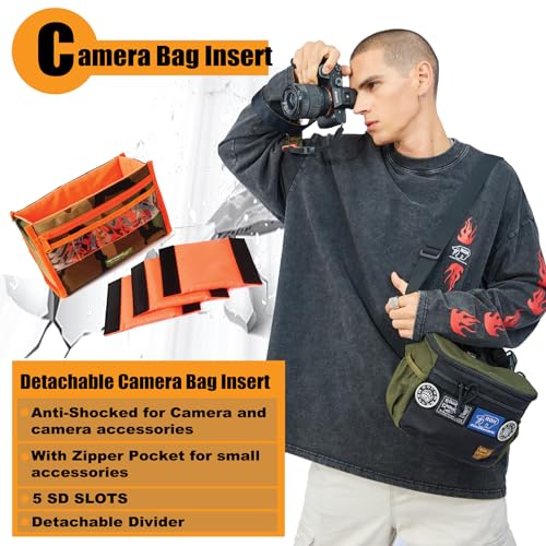 RE ROUGH ENOUGH Rough Enough Small DSLR Camera Bag Crossbody for Photographer Travel Essentials Adventure Outdoor Storage with Insert Pouch System - Image 2