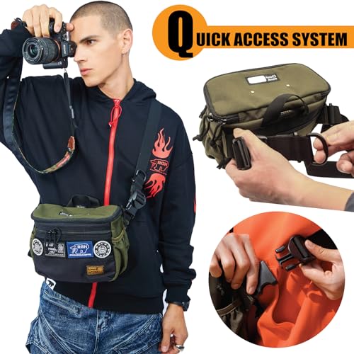 RE ROUGH ENOUGH Rough Enough Small DSLR Camera Bag Crossbody for Photographer Travel Essentials Adventure Outdoor Storage with Insert Pouch System - Image 3