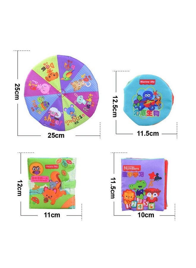 Vinayakart 4PCS Cloth Books for Babies, Educational Toy, Educational Soft Toy, Children's Soft Cloth Book Toy Set, Animal, Sea Animal, Story and Math, Kids Cognition Educational Toy with Rustle - Image 2