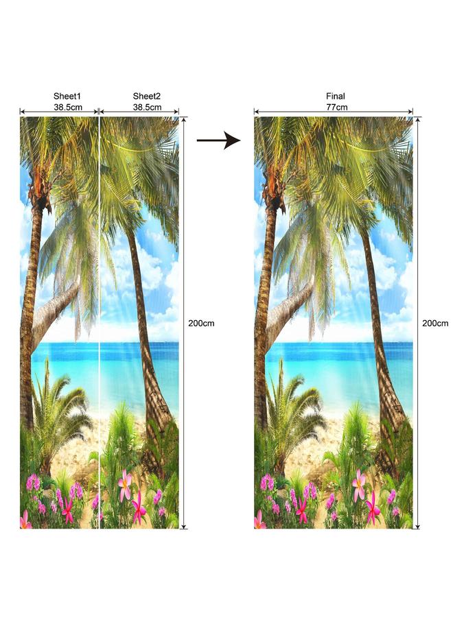 الأزرق جي دبليو المناظر الطبيعية الأوروبية والأمريكية قابلة للإزالة ، غرفة نوم مقاومة للماء ، غرفة معيشة ممتدة لمحاكاة باب مقوس PVC MT257-290 - Image 1