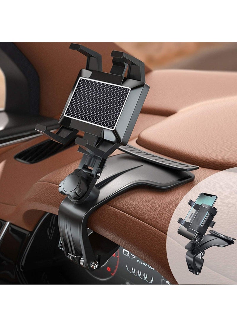 Captaintech Car Phone Holder - 360° Adjustable Dashboard & Rearview Mirror Mount for 3 to 7 Inch Smartphones, Multifunction Center Console Clip - Image 1