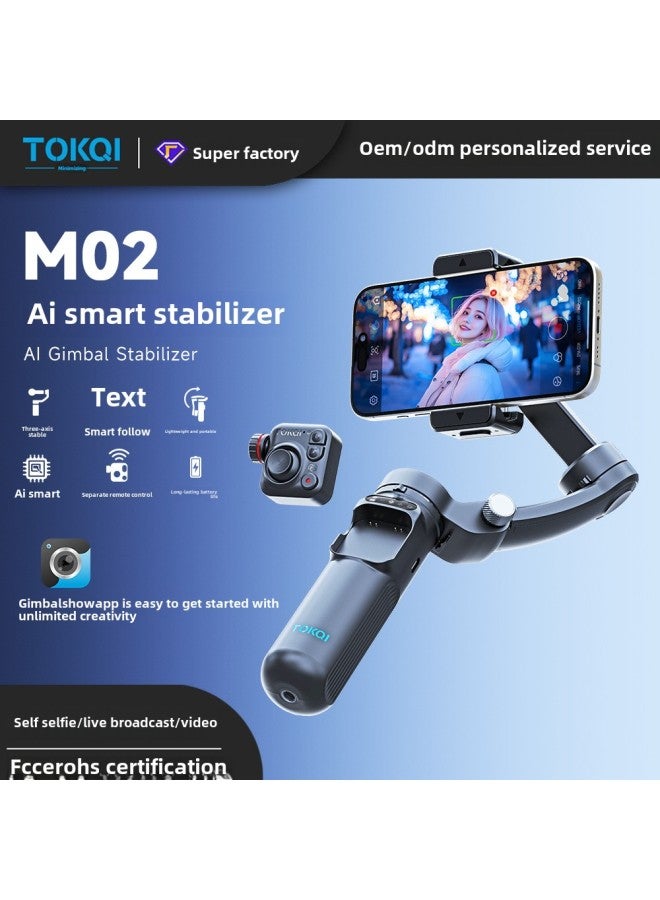 TOKQI Mobile Phone Gimbal Three-axis Stabilizer M02 Intelligent Face Tracking Anti-shake Photography Live Handheld Tripod-Color:[m02+a08 Tracking Module] Intelligent Ai Three-axis Gimbal Stabilizer  - Image 2